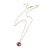 Natural Amethyst Copper Wire Wrapped Planet Pendant Brass Cable Chain Necklaces for Women NJEW-TA00260-02-3