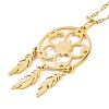 Woven Net/Web with Feather 304 Stainless Steel Pendant Necklaces for Women NJEW-G087-04G-2
