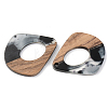 Transparent Resin & Walnut Wood Pendants RESI-S389-016A-A02-2