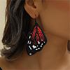 Bohemian Style Green Butterfly Wing Glass Bead Handmade Dangle Earrings TT3969-4