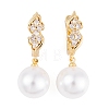 Rack Plating Brass Clear Cubic Zirconia ABS Pearl Earrings EJEW-S219-15G-10-1