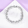 Cherry Brass Micro Pave Clear Cubic Zirconia Link Bracelets for Women BJEW-G740-02P-1