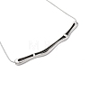 304 Stainless Steel Round Snake Chain Textured Bar Pendant Necklaces for Women NJEW-K276-15P-3