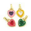 Rack Plating Heart Brass & Cubic Zirconia & Enamel Pendants KK-Z053-28G-1