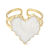 Ion Plating(IP) 304 Stainless Steel Enamel Heart Cuff Finger Rings RJEW-L107-078A-G-2