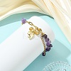 Natural Mixed Stone Chip Beads 304 Stainless Steel Paperclip Chain Bracelets with Alloy Bowknot Charms BJEW-JB14187-4