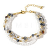 Natural Snowflake Obsidian & Quartz Crystal & Black Rutilated Quartz Beaded 3-strand Bracelets for Women VG7344-1