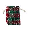 Christmas Theme Rectangle Jute Bags with Jute Cord ABAG-E006-01D-2