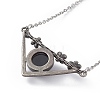 Natural Obsidian Triangle with Flower Pendant Necklace NJEW-P274-01AS-03-4