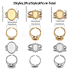 6Pcs 6 Style Sun & Oval 304 Stainless Steel Open Cuff Ring Settings RJEW-CA0001-09-2
