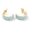 Semicircular Brass Enamel Half Hoop Earrings EJEW-L234-037G-1