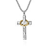 Two Tone 316L Surgical Stainless Steel Thorns Cross Pendant Necklaces FS-WG139DF-01-1