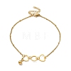 304 Stainless Steel Charm Anklet with Satellite Chains for Women AJEW-C021-13-2