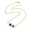 Round Natural Lava Rock & Larvikite & Natural Quartz Crystal Chip Beaded Pendant 304 Stainless Steel Satellite Chain Necklaces for Women NJEW-JN06158-01-2