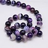 Natural Striped Agate/Banded Agate Beads Strands G-G582-10mm-05-2