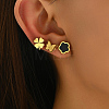 3 Pairs Fashionable Butterfly & Flower & Clover Stainless Steel Stud Earring Sets JY4608-1