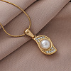 Minimalist 304 Stainless Steel Crystal Rhinestone Pendant Necklaces with Imitation Pearl CU2461-4