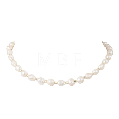 Natural Cultured Freshwater Pearl Two Sides Polished Beaded Necklaces NJEW-JN05731-1