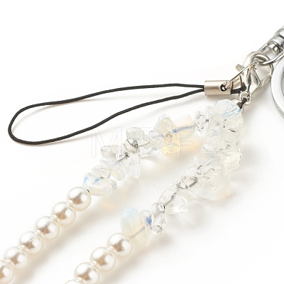 Synthetic & Natural Gemstone with Acrylic Bracelet Keychain HJEW-JM00689-1