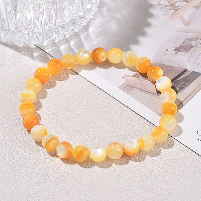 6MM Natural Yellow Shell Round Beaded Stretch Bracelets SH-CBACA76-18B-1