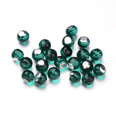 Faceted Round Glass Cabochons X-GGLA-L008B-M-1