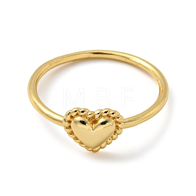 Rack Plating Brass Heart Finger Rings for Women RJEW-C081-04G-1