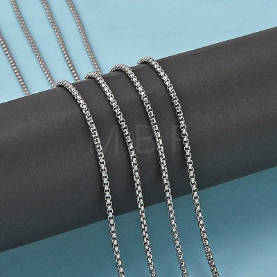 Non-Tarnish 3.28 Feet 304 Stainless Steel Box Chains X-CHS-K001-37B-1