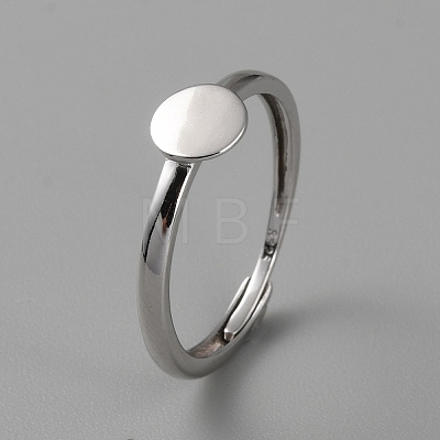 Adjustable Rhodium Plated Sterling Silver Ring Components STER-WH0008-37P-1