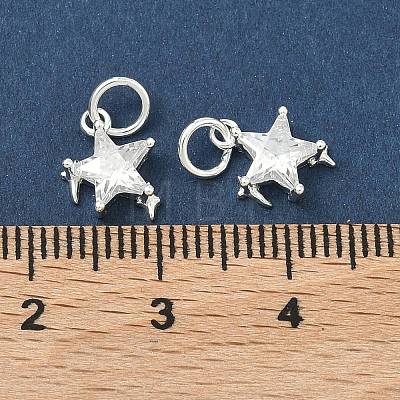925 Sterling Silver Pave Clear Cubic Zirconia Star Charms STER-H119-03S-1