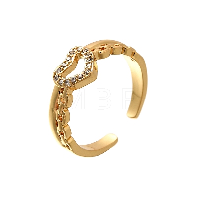 Rack Plating Brass Micro Pave Cubic Zirconia Cuff Finger Rings for Women RJEW-C117-01B-G-1