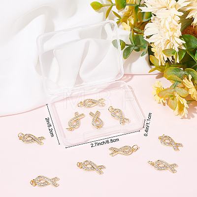 10Pcs Brass Micro Pave Clear Cubic Zirconia Pendants KK-BBC0004-12-1
