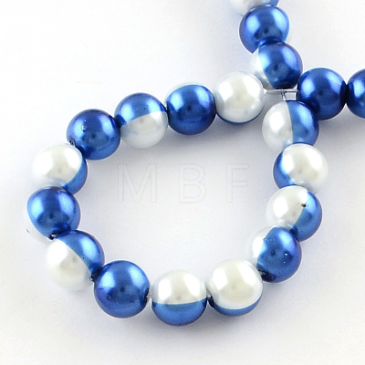 Two Tone Spray Painted Glass Pearl Beads Strands X-DGLA-R050-10mm-47-1