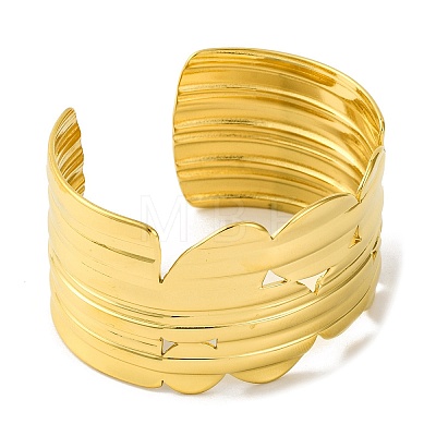 Ion Plating(IP) Grooved Wide 304 Stainless Steel Cuff Bangles for Women BJEW-B104-22G-1