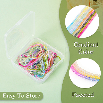10 Strands 10 Colors Transparent Gradient Color Glass Beads Strands GLAA-TA0001-90-1