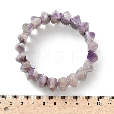 Bicone Natural Amethyst Beads Stretch Bracelets for Women Men BJEW-C097-05A-1