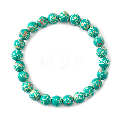 Crackle Synthetic Imperial Stone Round Beaded Stretch Bracelets for Women IQ5974-1
