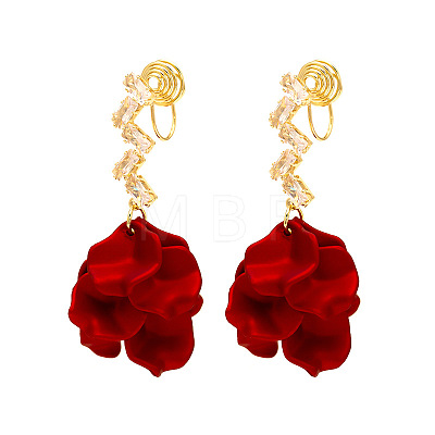 Flower Alloy Clear Cubic Zirconia Clip-on Earrings FS-WG077B1-02-1