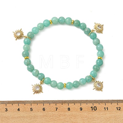 Sun Brass Micro Pave Clear Cubic Zirconia Charm Bracelets BJEW-JB14058-1