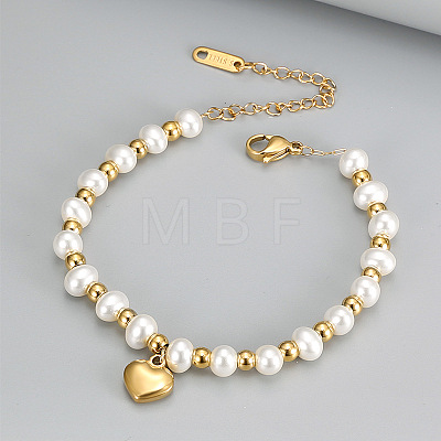 304 Stainless Steel & Imitation Pearl Charm Bracelets FS-WGF99C6-01-1