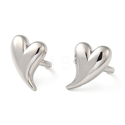 Rack Plating Brass Heart Cuff Earrings for Women EJEW-Z019-12P-1