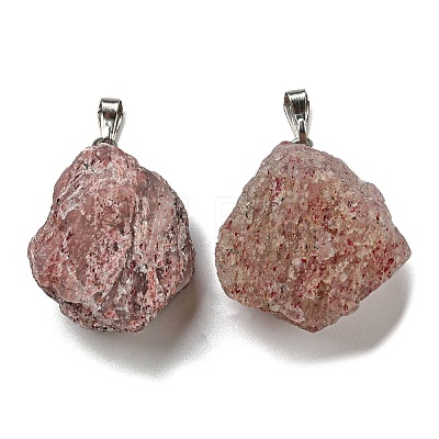 Raw Rough Natural Strawberry Quartz Pendants G-M405-02P-06-1