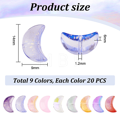   180pcs 9 colors Electroplate Transparent Glass Bead EGLA-PH0001-34-1