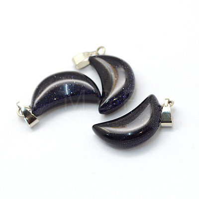 Moon Synthetic Blue Goldstone Pendants G-Q369-08-1