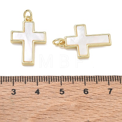Rack Plating Brass & White Shell Pendants SH-CBA6629-34G-1
