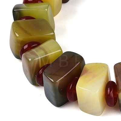 Natural Agate(Dyed & Heated) Square and Rondelle Resin Beaded Stretch Bracelets for Unisex BJEW-Q101-02C-1