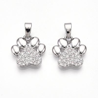 Brass Micro Pave Cubic Zirconia Pendants KK-T070-85P-1