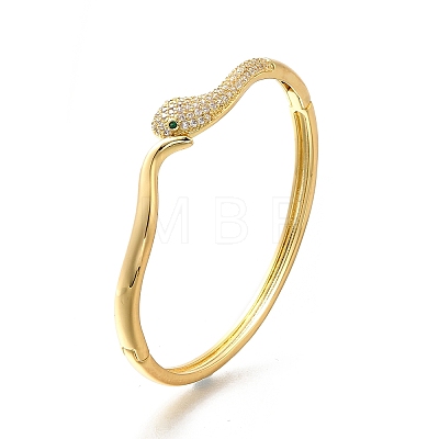 Brass Micro Pave Cubic Zirconia Hinged Bangles for Women BJEW-H203-01B-G-1