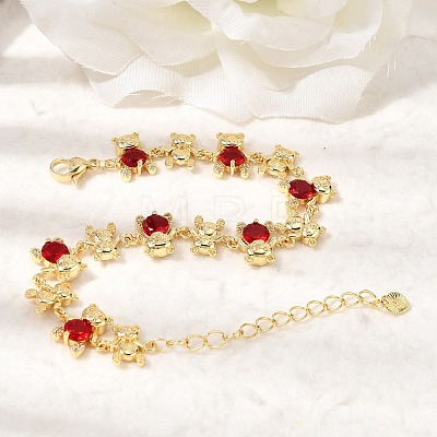 Brass Micro Pave Cubic Zirconia Link Chain Bracelets for Women BJEW-D457-01G-1