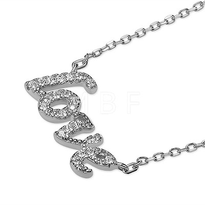 TINYSAND 925 Sterling Silver Cubic Zirconia Love Pendant Necklace TS-N376-S-1