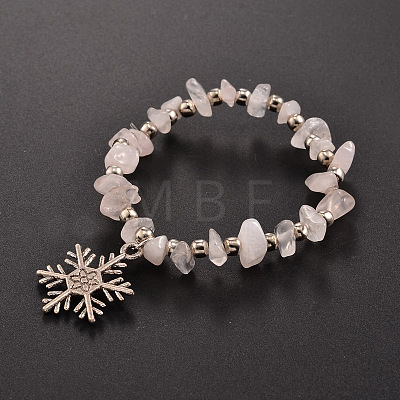 Natural Gemstone Beaded Stretch Kids Charm Bracelets BJEW-JB01827-1